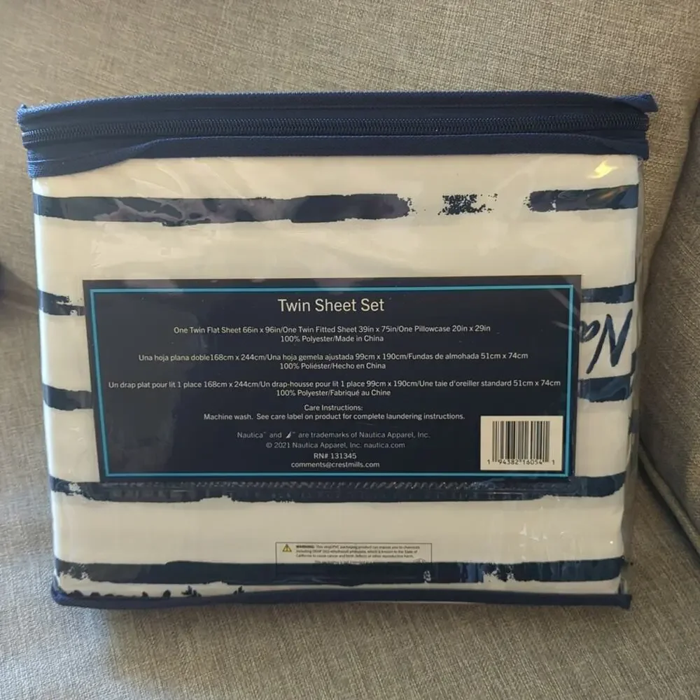 Nautica Kids Twin Sheet Set White and Blue Arrows 2021